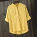 European And American Large-size Women's White Shirt With Seven-quarter Sleeves, Loose And Casual Design V-neck Shirt, Round Neck._ecoleips.com