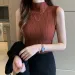 2026 Summer Turtleneck Ribbed Tank Tops Women Camisole Sleeveless Slim Female Stripe Croped Vest Casual Solid Camis Top_ecoleips.com