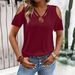 Women's Clothing New Wish Solid Color Loose Front Chest V Neck Off Shoulder Short Sleeved T Shirt Women's Clothing_ecoleips.com
