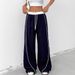 Women's Clothing Color Stitching Sports Casual Drape Straight Loose Versatile Wide Leg Trendy Women's Casual Pants_ecoleips.com