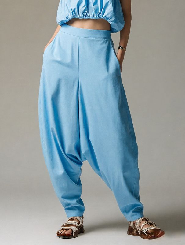 Women's High-Waisted Loose-Fitting Casual Long Pants Drape Detail Style Fashion Outerwear_ecoleips.com