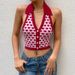2025 Summer European And American Retro Vacation Style Heart Print Halter Neck Camisole Versatile Slim Fit Hot Girl Top_ecoleips.com