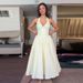 2024 New Summer French Style Elegant Fashion Halter V Neck Waist Cinched Big Swing Dress For Women_ecoleips.com