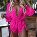Women's Clothing Solid Color Lace High Waist Sexy Three Piece Bikini Swimsuit Swimsuit Women_ecoleips.com