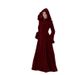 Vintage Faux Fur Hooded Belted Trench Coat For Women - Elegant Long Swing Coat With Detachable Waist Tie (Black, Burgundy, Dark Green)_ecoleips.com