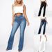 Women's Washed Denim Jeans With Button Pockets Button Detailing Casual Trousers_ecoleips.com