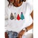 European And American New Year Merry Tree Christmas Gift Plus Size Round Neck Modified Short Sleeve T-Shirt For Women_ecoleips.com