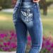 K New Fashionable And Versatile Stretch Slimming Embroidered Micro Flared Jeans For Women_ecoleips.com