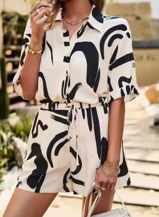 Women's Bohemian 2-Piece Set Casual Beach Suit Summer Polyester Shorts Pants Spring/Autumn Fashion_ecoleips.com