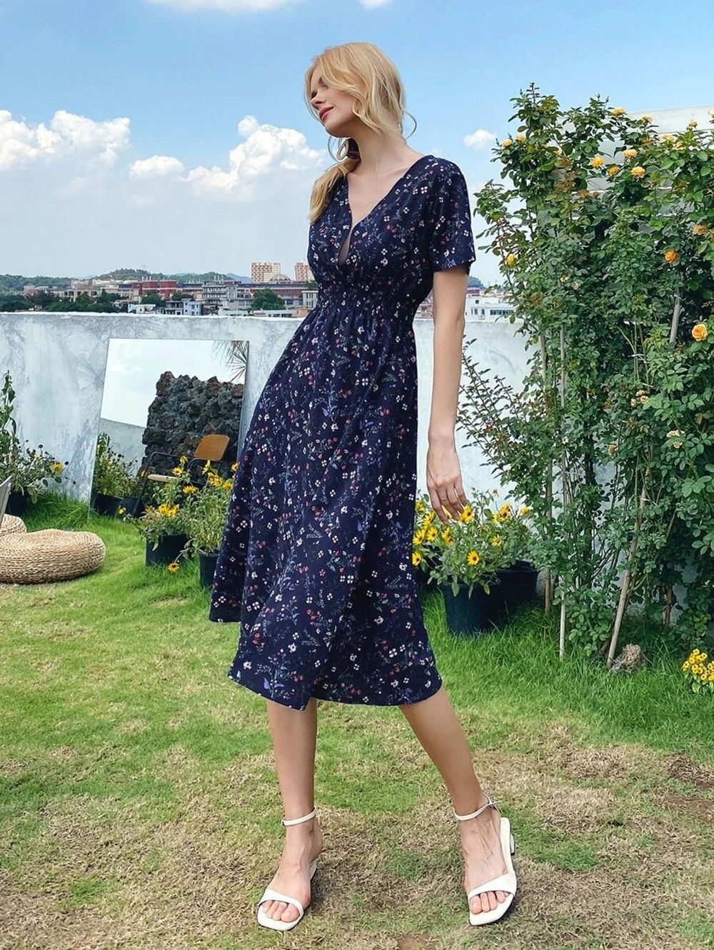 Women's Trendy Summer Dress Short Sleeve Ditsy Floral Print Elegant Casual Daily Vacation Wear_ecoleips.com