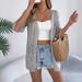Real Shot Of 2025 Spring/summer European And American Solid Color Hollow-out Short-sleeve Knit Cardigan, Mid-length_ecoleips.com