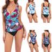 Women's Floral Print High-Waist Bikini Set - Adjustable Ties & Triangle Top - Soft Polyester Swimwear For Beach & Pool_ecoleips.com