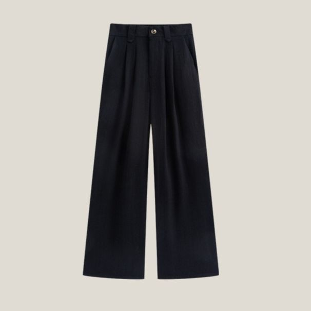K Women's New Casual Thin Style High Waist Slimming Straight Leg Hanging Wide Leg Pants Long Pants_ecoleips.com