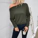 Women's Clothing Autumn New Casual Versatile Oblique Collar Off Shoulder Thin Long Sleeved Pullover T Shirt For Women_ecoleips.com