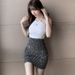 Verve Sequin Autumn Winter Korean Style Chic High Waist Slimming Fish Scale One Step Elastic Bodycon New Year Short Skirt_ecoleips.com