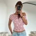 European And American Women's Clothing 2025 Winter New Fashion Sexy Slim Hollow Lace Asymmetrical Neck Tight T-Shirt_ecoleips.com