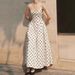Elegant Retro Hepburn Style Sundress White Polka Dot Maxi Dress Waist Cinching Slimming New Style For Vacation_ecoleips.com