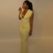 Elegant Bodycon Women's Dress V-Neck Sleeveless High-Slit Ruffle Hem Stretchy Polyester Spandex Trendy Fashion for Ladies_ecoleips.com