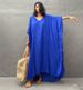 Women's Solid Color Rayon Beach Sun Protection Shirt European American Style Loose Fit plus Size Belted Vacation Dress Bikini Cover up_ecoleips.com