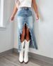 2025 Spring And Summer New High Waist Irregular Raw Edge Denim Skirt Women's Clothing Distressed Washed Skirt_ecoleips.com
