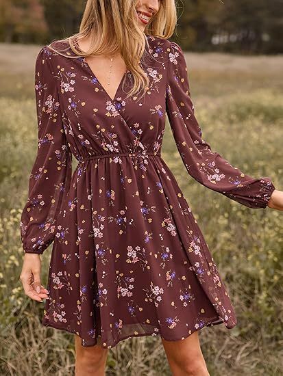 Women's Clothing V Neck Chiffon Dress Comfortable Dress_ecoleips.com