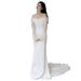 Off-Shoulder Satin Light Wedding Super Fairy French Mori Style Travel Shoot Outing Bride Elegant Simple Slim Fit Mini_ecoleips.com