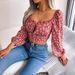 2026 Spring/Summer European And American Sexy Ruffled Lace-Up Floral Chiffon Crop Top, Independent Cross-Border Women's_ecoleips.com
