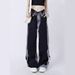 American Retro Cuffed Jeans For Women, Spring And Autumn High-waisted Straight-leg Niche Washed Distressed Wide-leg_ecoleips.com