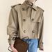Aria Basics Korean 2026 Spring/Autumn Vintage Lapel Design Double-Breasted Loose Versatile Long-Sleeve Short Trench Coat For Women_ecoleips.com