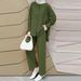Muslim Clothing 2025 Arabic Style Two-Piece Spring Autumn New Women's Sleeve Shirt And Long Pants Set_ecoleips.com