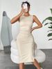 Women's Clothing Sleeveless Vest Skirt Pleated Drawstring Slim Hip Skirt Dress Summer_ecoleips.com