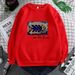 2025 Spring And Autumn New Korean Version Cartoon Print Loose Student Jacket With Fleece Round Neck Sweatshirt For Women_ecoleips.com