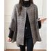 Japanese-Korean Style Plaid Wool-Like Coat – Oversized Open Front Tweed Jacket (Mid-Length, Button Closure, Unisex)_ecoleips.com