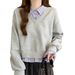 American-style Two-piece Short Sweatshirt For Women, Spring 2026, Plus Size, Loose Fit, College Style, Slimming_ecoleips.com