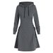 Women's Long Sleeved Hooded Casual Fashion Sweatshirt Dress Autumn New_ecoleips.com
