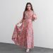 Fashionable Printed Two Piece Set Long Sleeved Shirt And Wide Sleeve Skirt for Women Foreign Trade_ecoleips.com