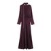 2026 New Scarf Solid Elegant Maxi Dresses Women Spring V Neck Long Sleeve Club Party Long Dress Female Chic Slim Fit Dresses_ecoleips.com