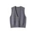 Aria Basics Women's V-neck Loose Pullover Outerwear Waistcoat Wholesale Versatile Black Knitted Vest_ecoleips.com