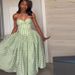 Vintage French Strapless Corset Waist Cinched Striped Big Swing Long Maxi Dress Women Elegant Party Vacation Evening_ecoleips.com