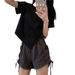 Irregular Drawstring Short Short-sleeved T-shirt Women's 2025 New Summer Korean Version Versatile Spice Girl Top_ecoleips.com