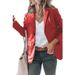 Elegant Faux Leather Blazer For Women - Slim Fit Notched Lapel Single-Breasted Long Sleeve Jacket In Classic Colors_ecoleips.com