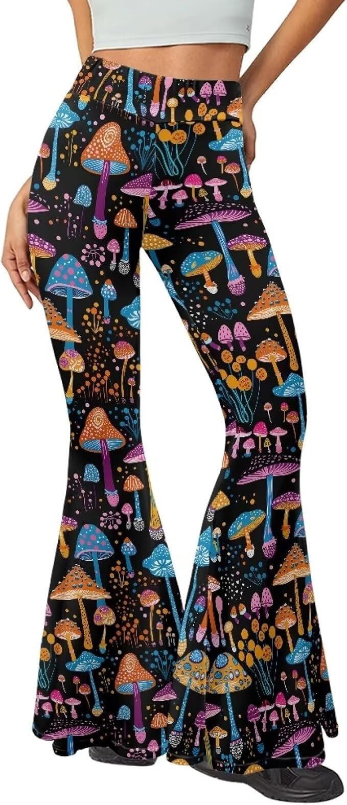 Women's Sexy Flared Pants Floral Print Casual Cotton Trousers For Spring/Autumn Season Regular Fit Cross Border E-commerce_ecoleips.com