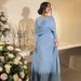 Elegant Muslim Abaya Dress With Beaded Neckline & Long Sleeves - Modest Islamic Clothing For Women (Blue/Burgundy, S-XXL)_ecoleips.com
