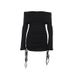 WG115 European And American Cross-border Sexy Off-shoulder Long-sleeve Dress, New Women's Pleated Waist-cinching Bodycon_ecoleips.com
