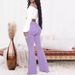 Women's Clothing Purple Raw Edge Flared Stretch Jeans_ecoleips.com