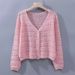 K Gentle And Sweet Short V-neck Hollowed Out Knitted Cardigan For Women, Loose And Stylish Thin Design, Draped Over A Shawl, Sun Protection Jacket_ecoleips.com