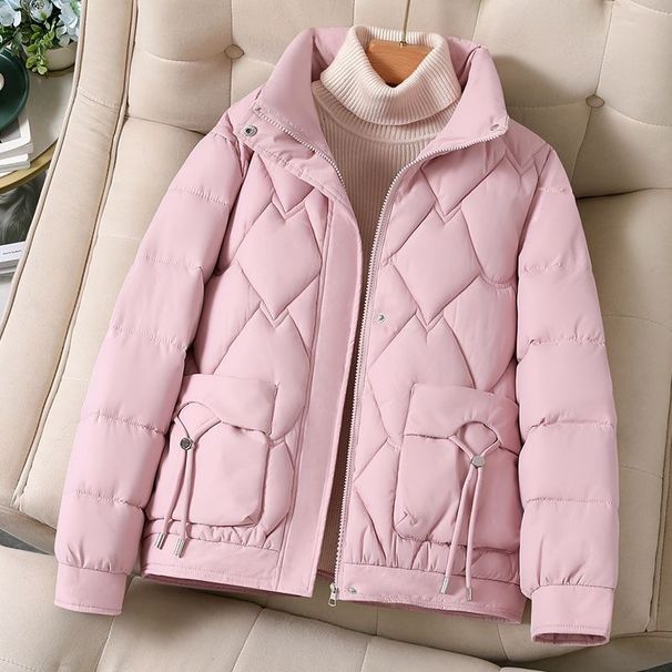 Women’s Short Puffer Jacket – Winter 2025 Trendy Oversized Coat With Thickened Feather Cotton, Slimming Fit & Stand Collar_ecoleips.com