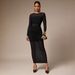 Women's Slim Fit Bodycon Dress Round Neck Mesh Patchwork Long Pleated Hem Fashion_ecoleips.com