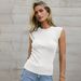 New European American Style Women's Slim-fit Sleeveless Round-neck Ribbed Knit Solid Color Top, Fashionable And Unique_ecoleips.com