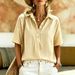 Summer Striped Shirt For Women Casual Fashion Short Sleeve With Collar_ecoleips.com